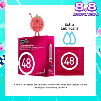 CARE 48 Spotted Sensation Strawberry Fragrance Condom (With Extra Lubricant) 3s
