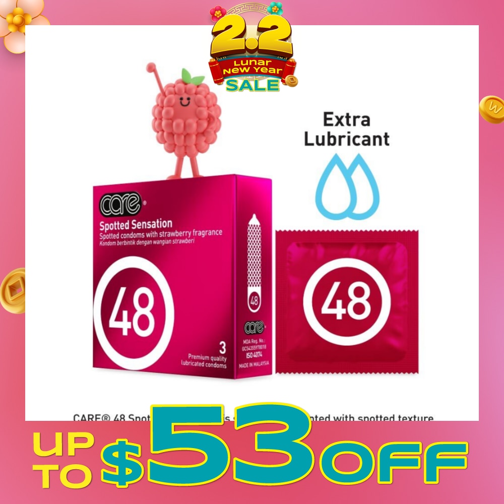 48 Spotted Sensation Strawberry Fragrance Condom (With Extra Lubricant) 3s