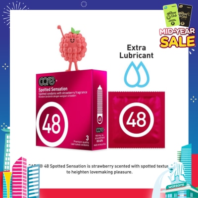 CARE 48 Spotted Sensation Strawberry Fragrance Condom (With Extra Lubricant) 3s