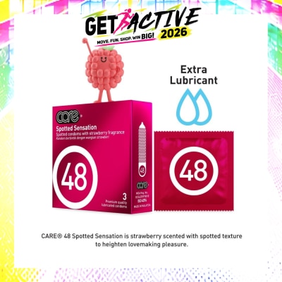 CARE - 48 Spotted Sensation Strawberry Fragrance Condom (With Extra Lubricant) 3s image