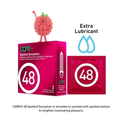 CARE 48 Spotted Sensation Strawberry Fragrance Condom (With Extra Lubricant) 3s