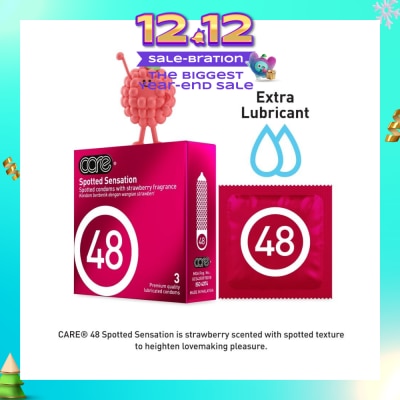 CARE 48 Spotted Sensation Strawberry Fragrance Condom (With Extra Lubricant) 3s