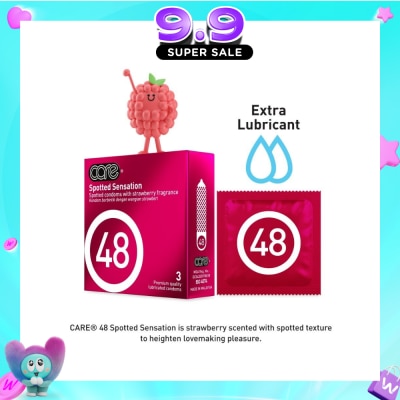 CARE - 48 Spotted Sensation Strawberry Fragrance Condom (With Extra Lubricant) 3s image