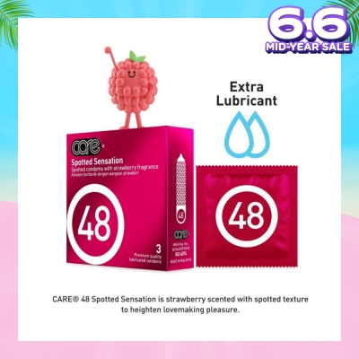 CARE 48 Spotted Sensation Strawberry Fragrance Condom (With Extra Lubricant) 3s