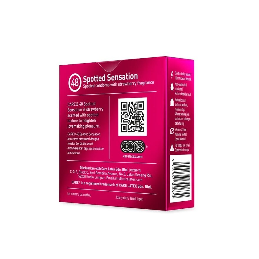 48 Spotted Sensation Strawberry Fragrance Condom (With Extra Lubricant) 3s