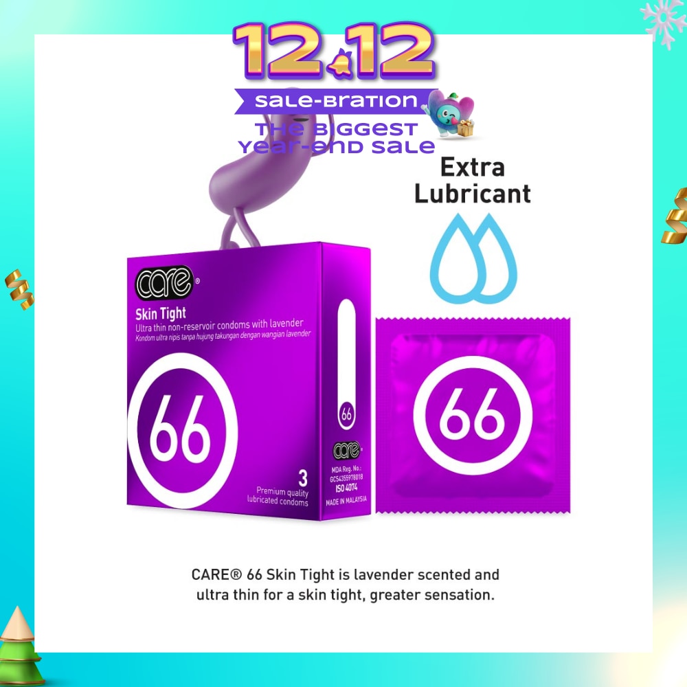 66 Skin Tight Non-Reservoir Lavender Fragrance Condom (With Extra Lubricant) 3s