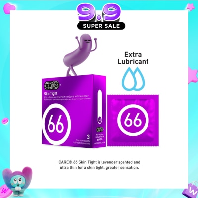 CARE - 66 Skin Tight Non-Reservoir Lavender Fragrance Condom (With Extra Lubricant) 3s image