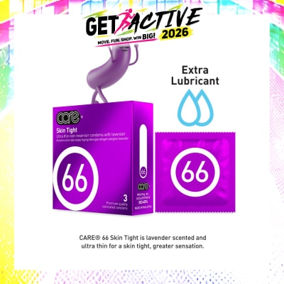 CARE - 66 Skin Tight Non-Reservoir Lavender Fragrance Condom (With Extra Lubricant) 3s image