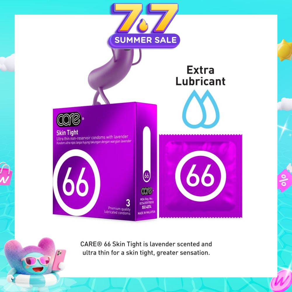 66 Skin Tight Non-Reservoir Lavender Fragrance Condom (With Extra Lubricant) 3s