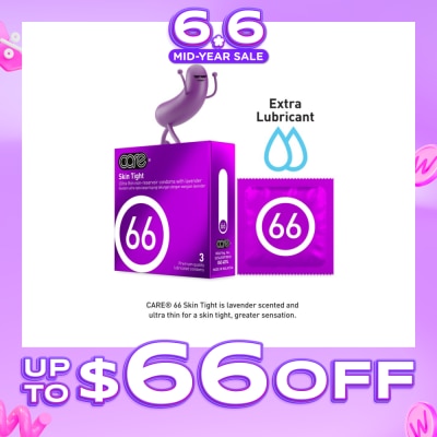 CARE - 66 Skin Tight Non-Reservoir Lavender Fragrance Condom (With Extra Lubricant) 3s