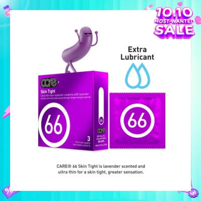 CARE 66 Skin Tight Non-Reservoir Lavender Fragrance Condom (With Extra Lubricant) 3s