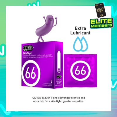 CARE 66 Skin Tight Non-Reservoir Lavender Fragrance Condom (With Extra Lubricant) 3s