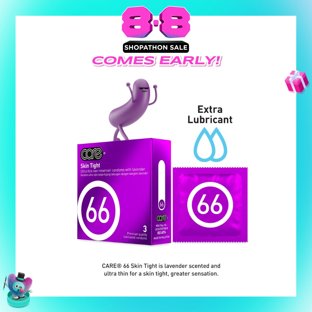66 Skin Tight Non-Reservoir Lavender Fragrance Condom (With Extra Lubricant) 3s