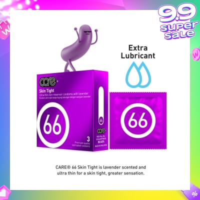 CARE 66 Skin Tight Non-Reservoir Lavender Fragrance Condom (With Extra Lubricant) 3s