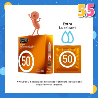 CARE 50 G-Spot Tropical Flavoured G Condom (With Extra Lubricant) 3s