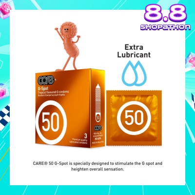 CARE 50 G-Spot Tropical Flavoured G Condom (With Extra Lubricant) 3s