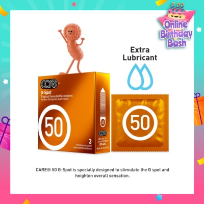 CARE 50 G-Spot Tropical Flavoured G Condom (With Extra Lubricant) 3s