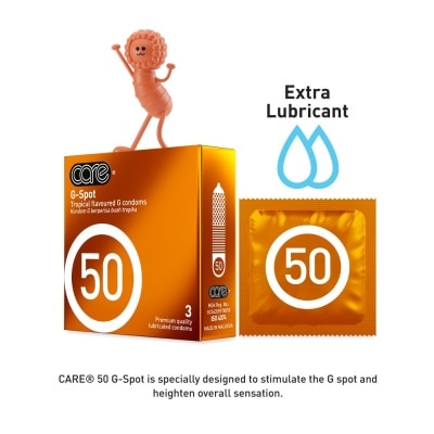 CARE 50 G-Spot Tropical Flavoured G Condom (With Extra Lubricant) 3s