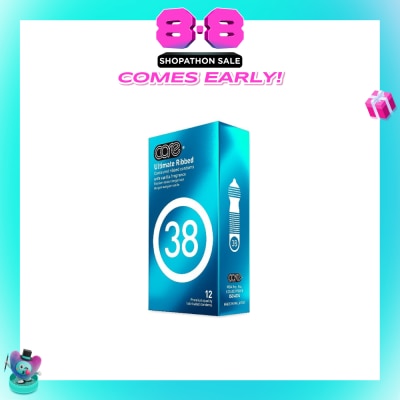 CARE - 38 Ultimate Ribbed Vanilla Fragrance Condom (With Extra Lubricant) 12s