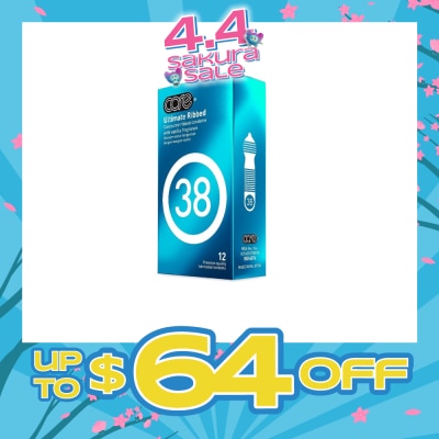 CARE - 38 Ultimate Ribbed Vanilla Fragrance Condom (With Extra Lubricant) 12s