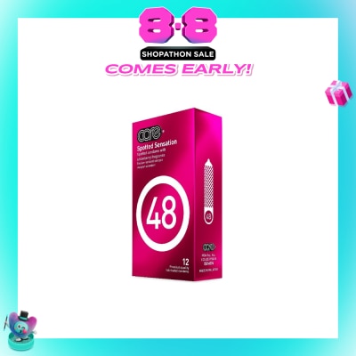 CARE - 48 Spotted Sensation Strawberry Fragrance Condom (With Extra Lubricant) 12s