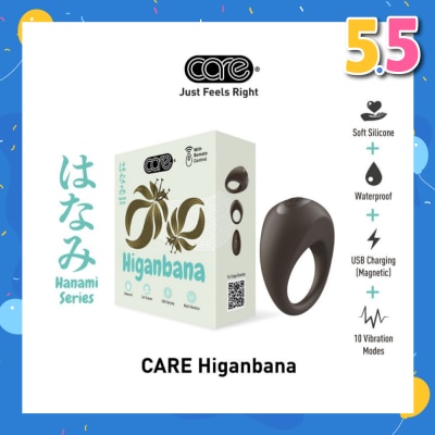 CARE Hanami Higanbana Vibrating Penile Ring Soft Silicone (With Remote Control & 10 Vibration Modes) 1s