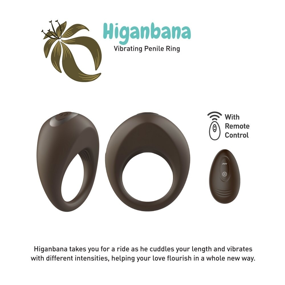 Hanami Higanbana Vibrating Penile Ring Soft Silicone (With Remote Control & 10 Vibration Modes) 1s