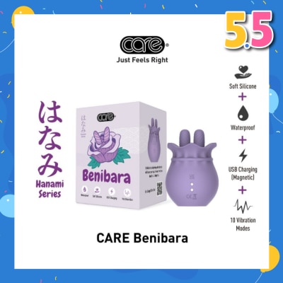 CARE Hanami Benibara Dual Tip Massager Soft Silicone (Waterproof & 10 Vibration Modes) 1s