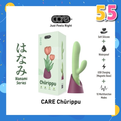 CARE Hanami Churippu Decorative Massager Soft Silicone (Waterproof & 10 Multifunction Modes) 1s