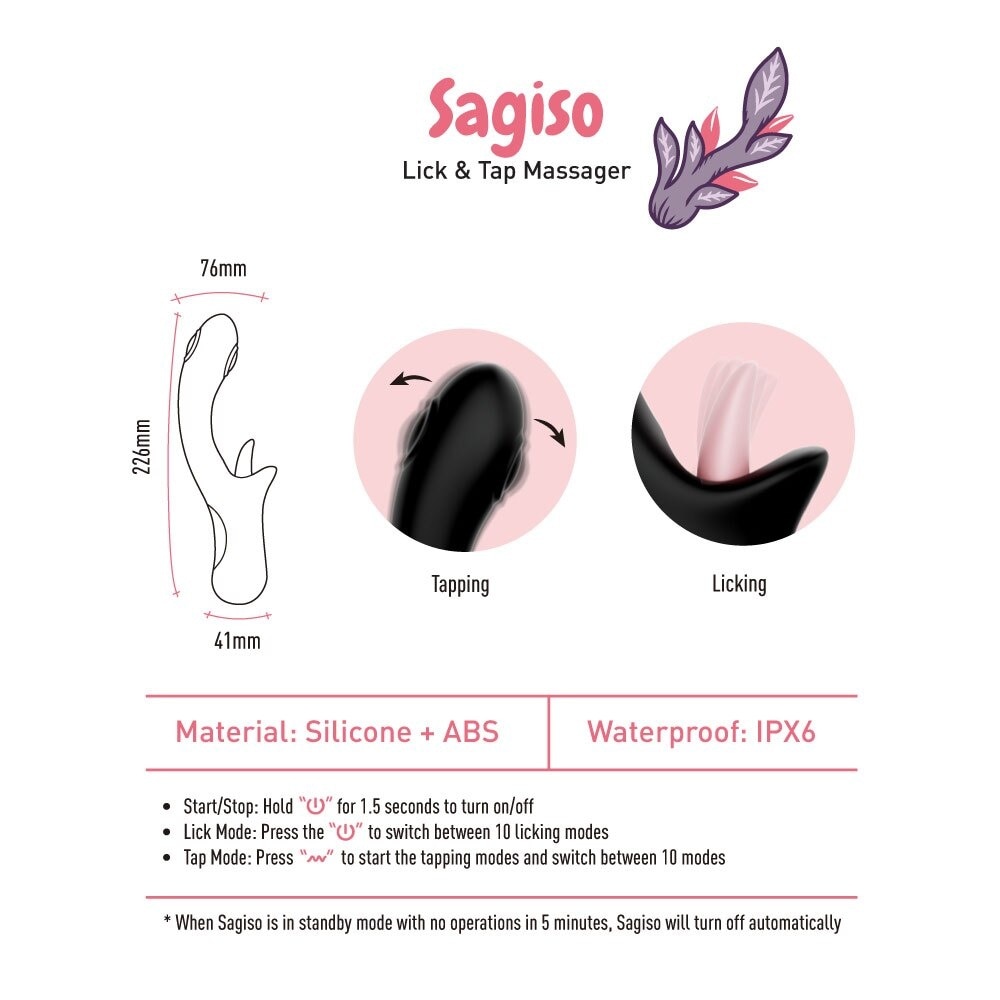 Hanami Sagiso Lick & Tap Massager Soft Silicone (Waterproof & 10 Vibration Modes) 1s