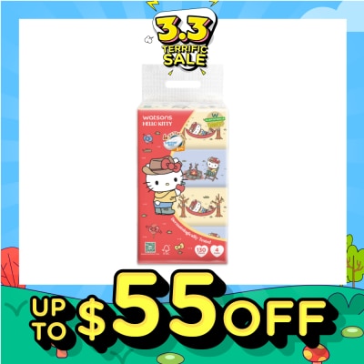 WATSONS Hello Kitty 3ply Velvety Soft Travel Tissues (Ultra Soft + Strong & Absorbent + Dermatologically Tested) 130s x 4 Packs