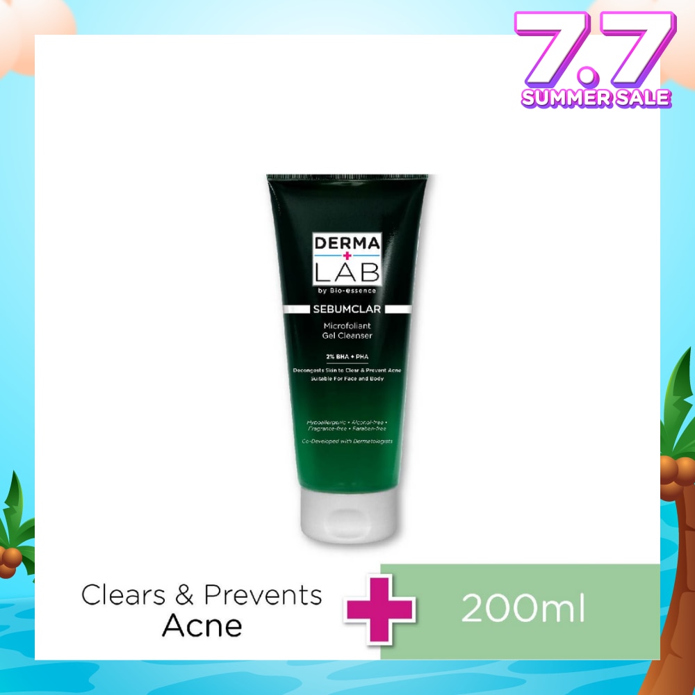 Sebumclar Face & Body Microfoliant Gel Cleanser (2% BHA + pHA + Decongests Skin To Clear & Prevent Acne) 200ml