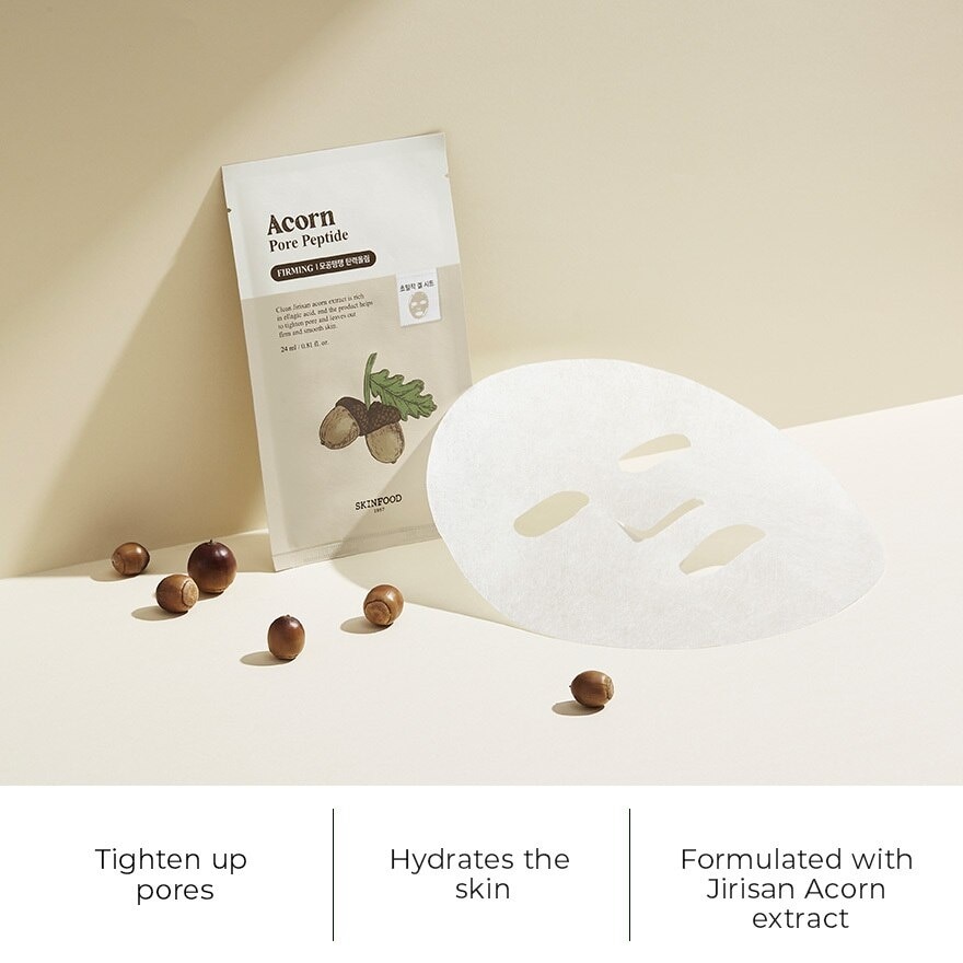 Acorn Pore Peptide Firming Sheet Mask (To Tighten Pore, Anti Wrinkle & Skin Brightening) 1s