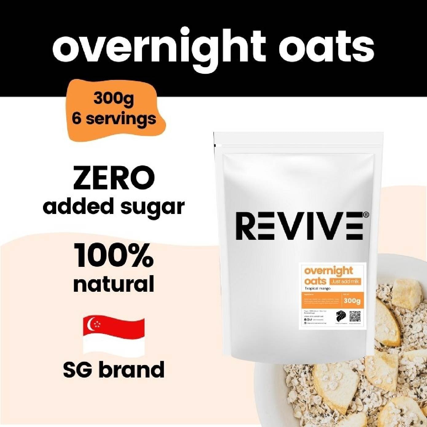 Overnight Oats Tropical Mango (Zero Sugar + 100% Natural) 300g