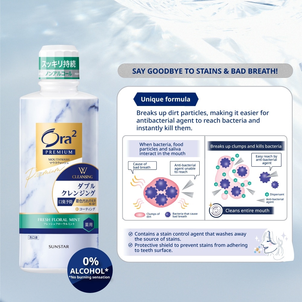 Premium W Cleansing Fresh Floral Mint Mouthwash 550ml