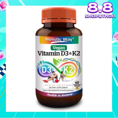 HOLISTIC WAY Vitamin D3 & K2 Vegetarian Softgel (To Support Bone, Cardiovascular & Immune Health) 60s