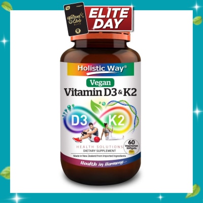 HOLISTIC WAY Vitamin D3 & K2 Vegetarian Softgel (To Support Bone, Cardiovascular & Immune Health) 60s image