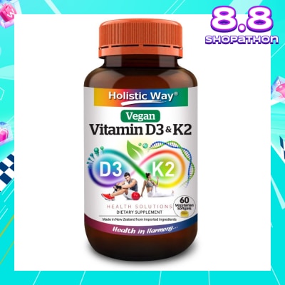 HOLISTIC WAY Vitamin D3 & K2 Vegetarian Softgel (To Support Bone, Cardiovascular & Immune Health) 60s