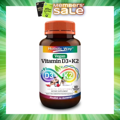 HOLISTIC WAY - Vitamin D3 & K2 Vegetarian Softgel (To Support Bone, Cardiovascular & Immune Health) 60s
