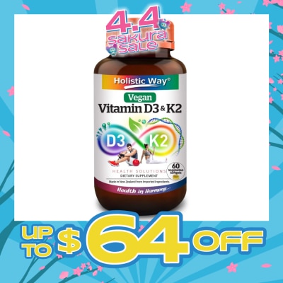 HOLISTIC WAY - Vitamin D3 & K2 Vegetarian Softgel (To Support Bone, Cardiovascular & Immune Health) 60s
