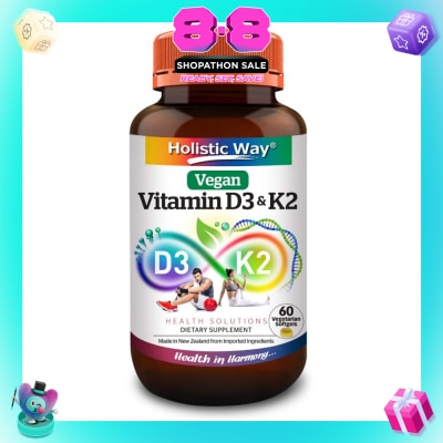 HOLISTIC WAY - Vitamin D3 & K2 Vegetarian Softgel (To Support Bone, Cardiovascular & Immune Health) 60s