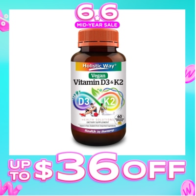 HOLISTIC WAY - Vitamin D3 & K2 Vegetarian Softgel (To Support Bone, Cardiovascular & Immune Health) 60s