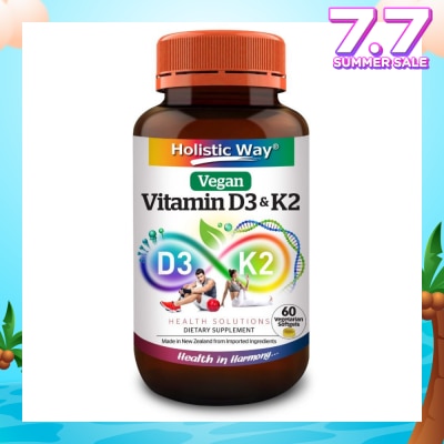 HOLISTIC WAY Vitamin D3 & K2 Vegetarian Softgel (To Support Bone, Cardiovascular & Immune Health) 60s