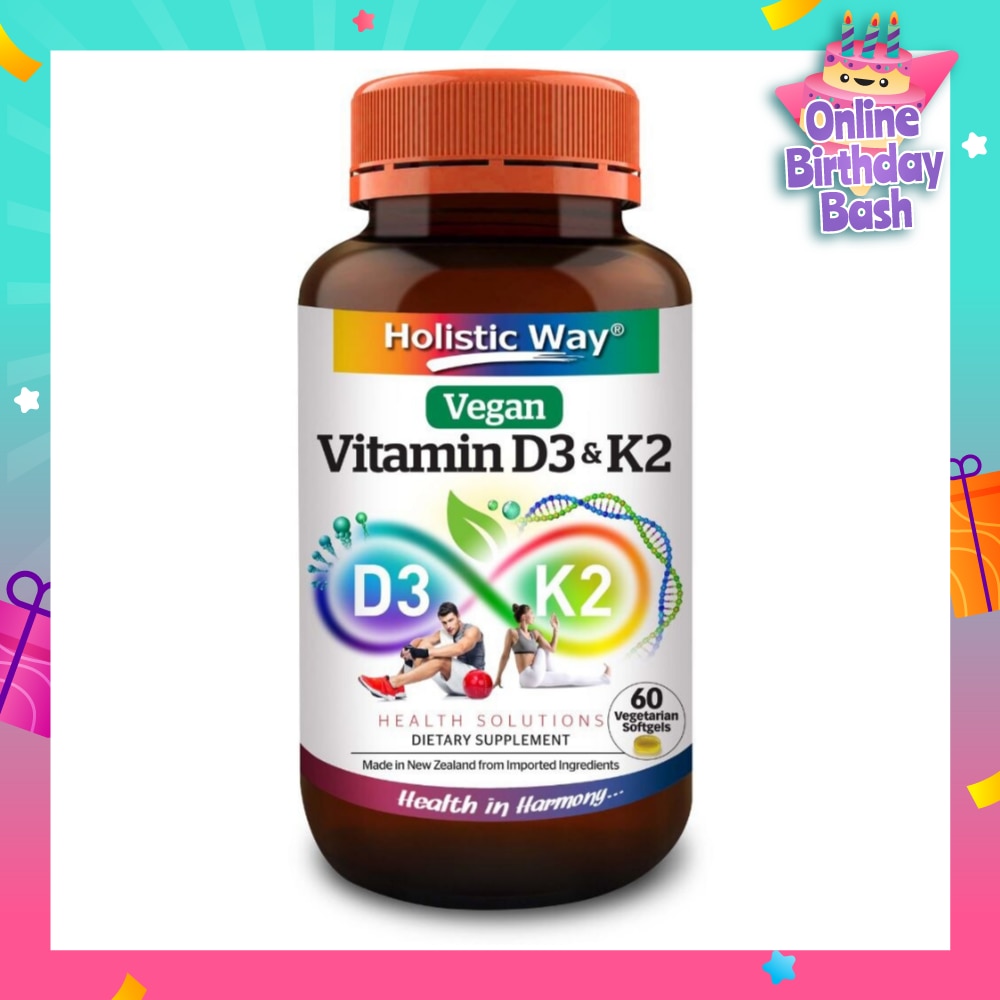 Vitamin D3 & K2 Vegetarian Softgel (To Support Bone, Cardiovascular & Immune Health) 60s