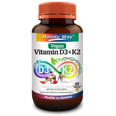 HOLISTIC WAY Vitamin D3 & K2 Vegetarian Softgel (To Support Bone, Cardiovascular & Immune Health) 60s