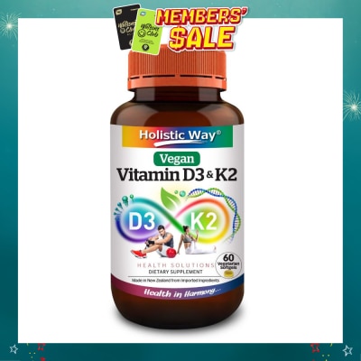 HOLISTIC WAY - Vitamin D3 & K2 Vegetarian Softgel (To Support Bone, Cardiovascular & Immune Health) 60s