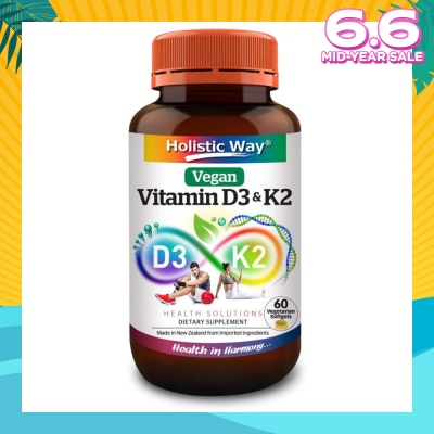 HOLISTIC WAY Vitamin D3 & K2 Vegetarian Softgel (To Support Bone, Cardiovascular & Immune Health) 60s