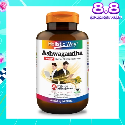 HOLISTIC WAY Ashwagandha Mood+ Vegetarian Capsule (To Increased Energy & Resistance To Stress) 60s