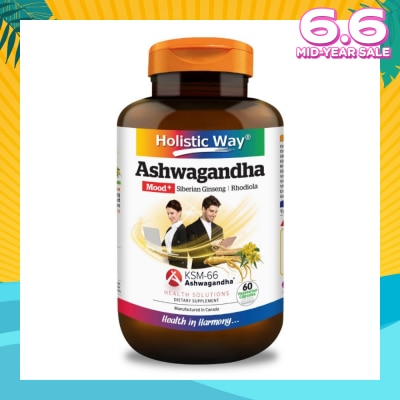 HOLISTIC WAY Ashwagandha Mood+ Vegetarian Capsule (To Increased Energy & Resistance To Stress) 60s