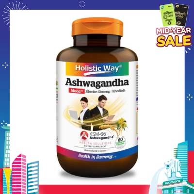 HOLISTIC WAY Ashwagandha Mood+ Vegetarian Capsule (To Increased Energy & Resistance To Stress) 60s